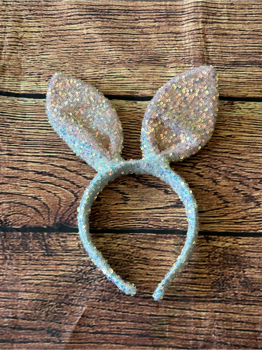 Easter Bunny Ears Sequin Headband Pastel Pink White Cosplay Costume Accessory